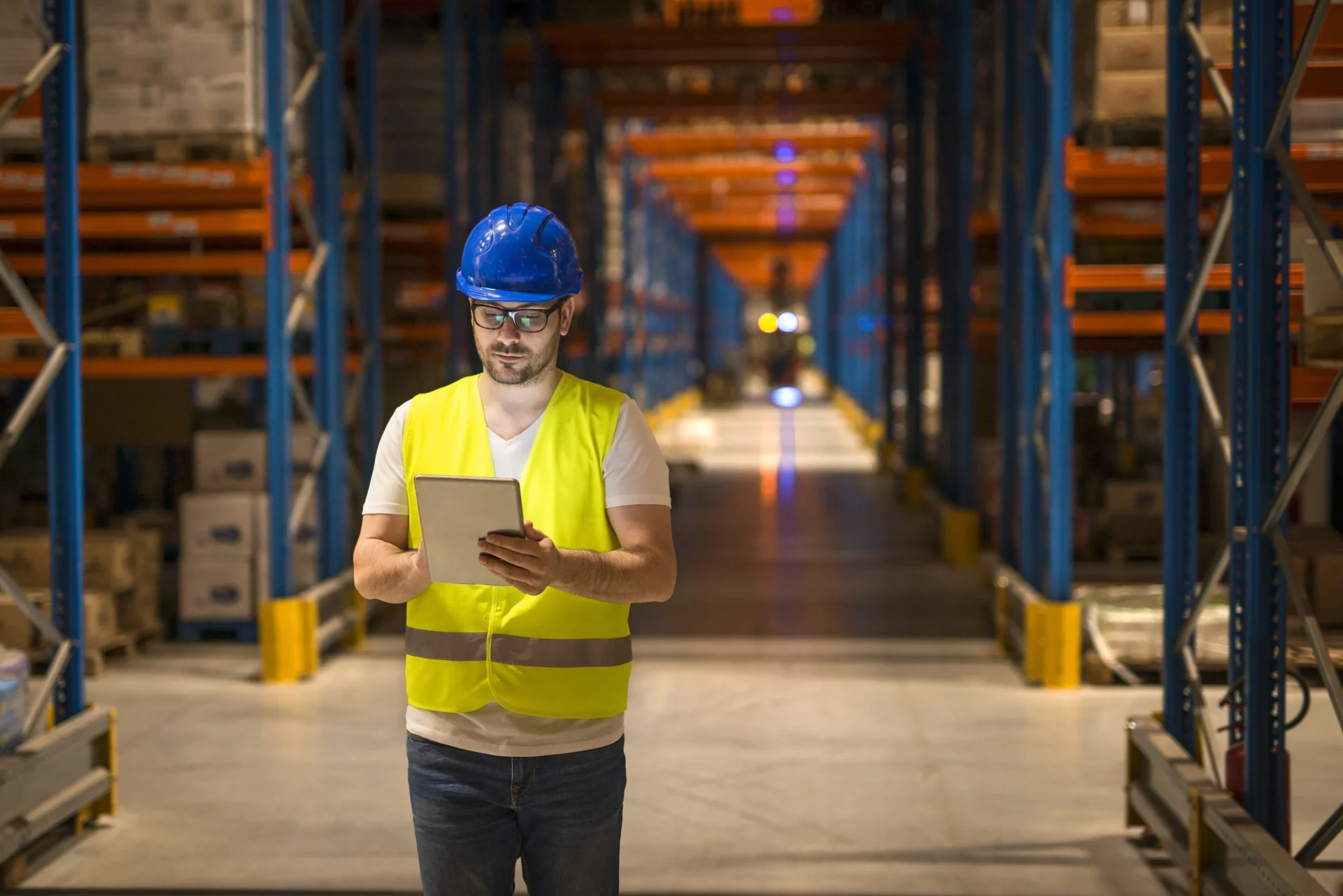 man-walking-through-large-warehouse-storage man-walking-through-large-warehouse-storage