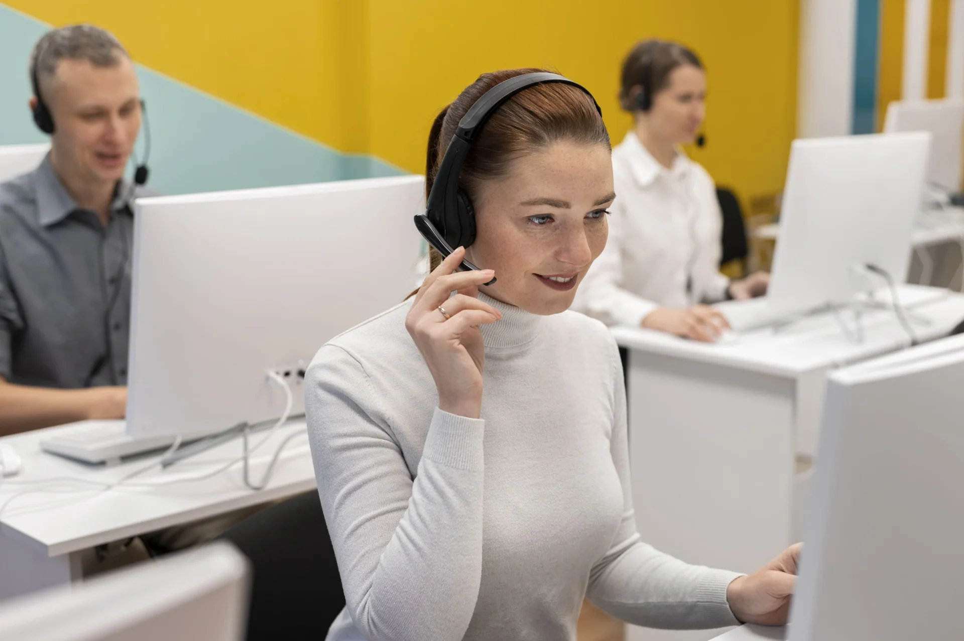 woman-working-call-center-talking-with-clients-using-headphones-microphone woman-working-call-center-talking-with-clients-using-headphones-microphone