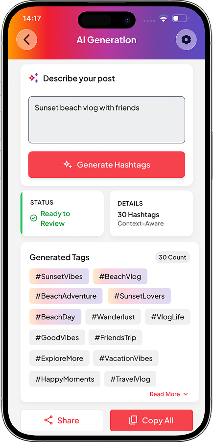 AI Hashtag Generation